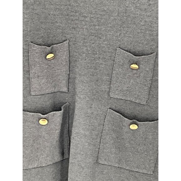 Zara Knit Small Gray Sweater Dress With Buttoned Pockets‎ - Picture 2 of 5